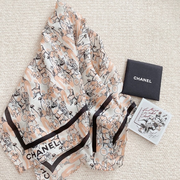 SOLD ✨Chanel Limited Edition Karl Lagerfeld Print Satin Stitch Chain Scarf Bag - Picture 9 of 17